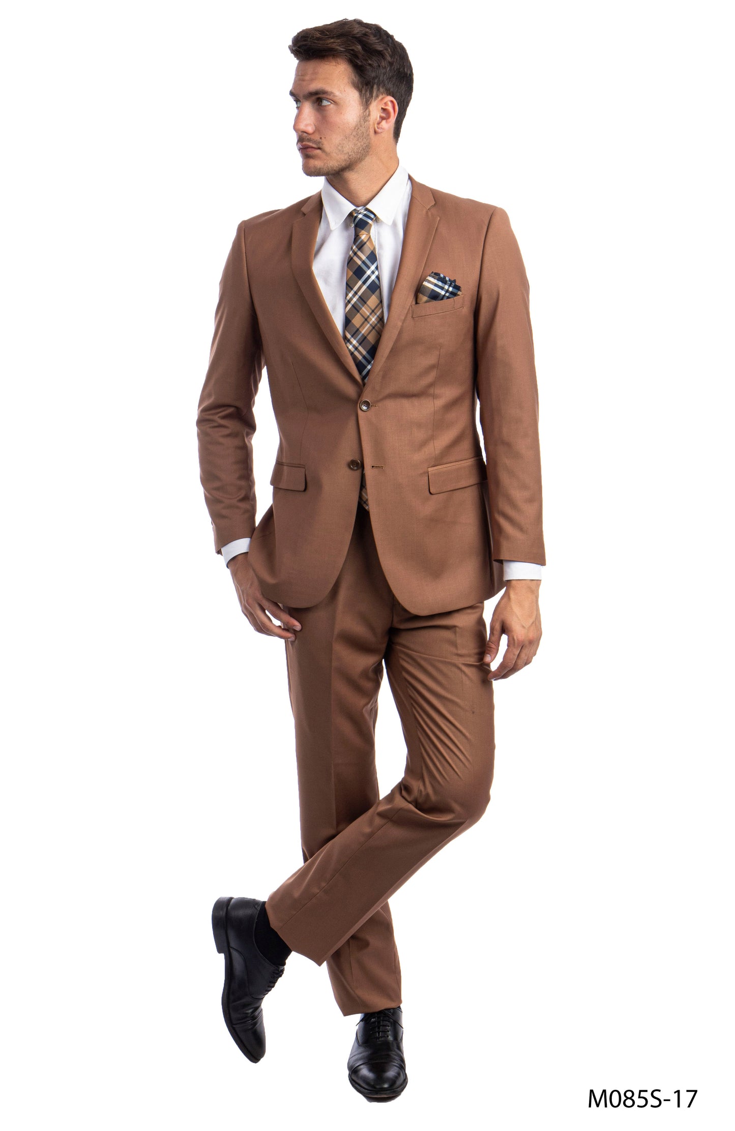 Tazzio Slim-Fit Notch Lapel Solid 2pc Suit Set, Caramel