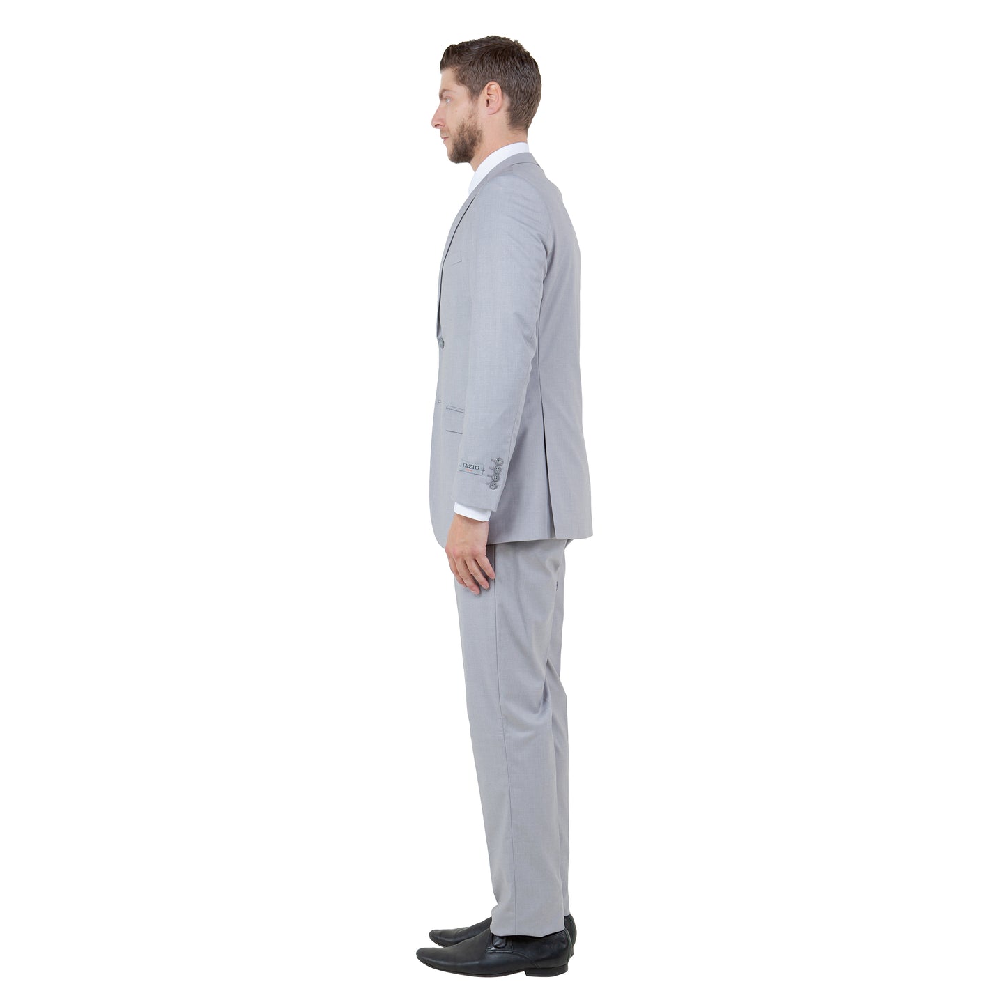 Tazzio Men's Slim-Fit 3pc Suit Set w/ Notch Lapel, Light Gray