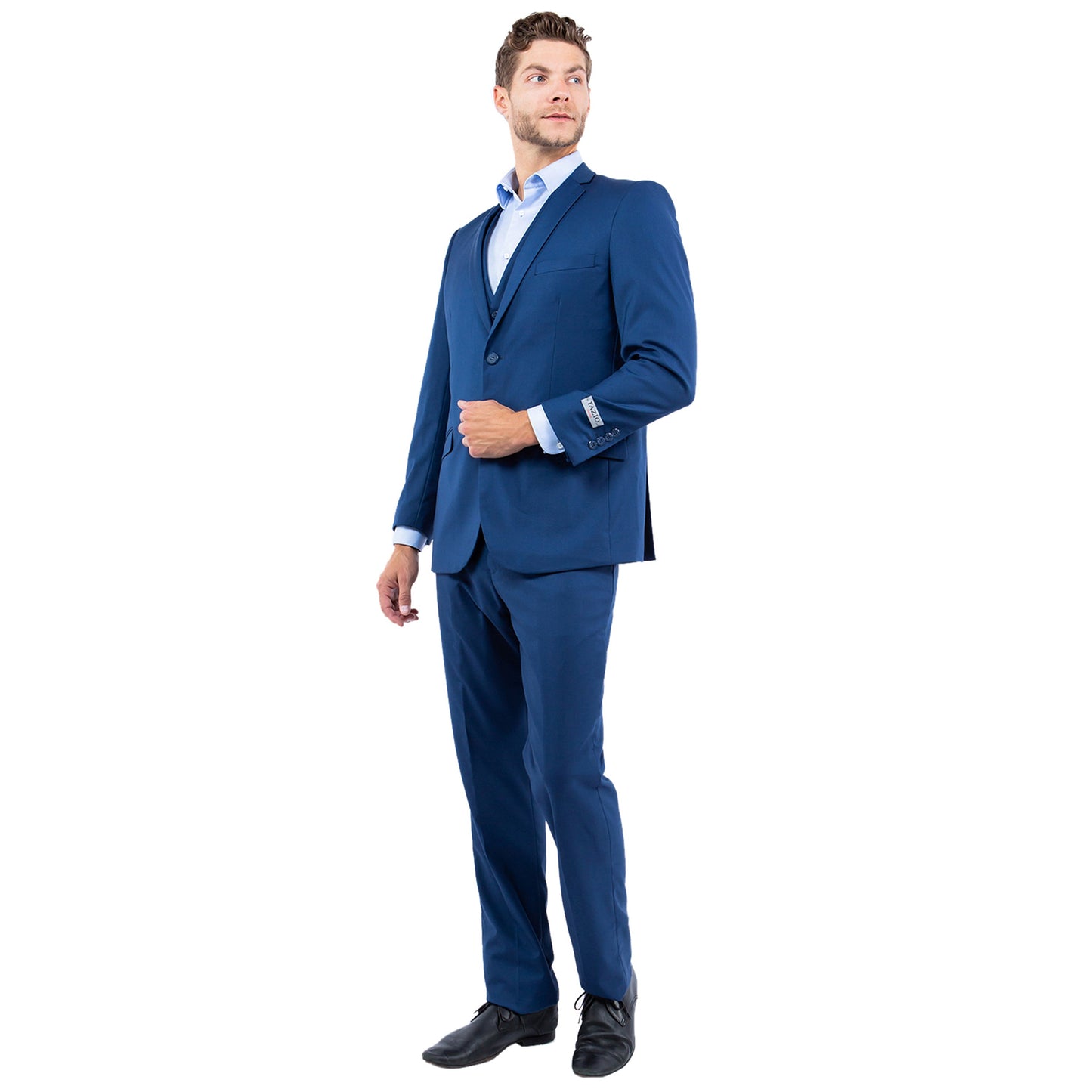 Tazzio Men's Slim-Fit 3pc Suit Set w/ Notch Lapel, Blue