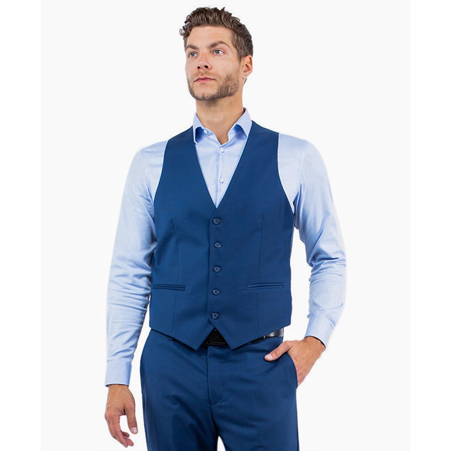 Tazzio Men's Slim-Fit 3pc Suit Set w/ Notch Lapel, Blue