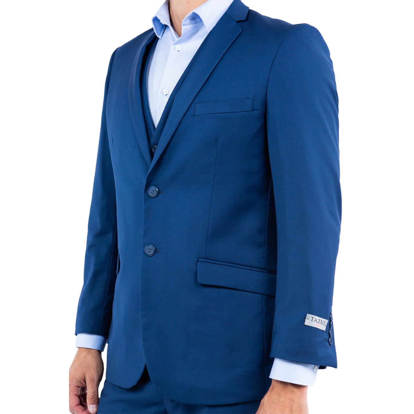 Tazzio Men's Slim-Fit 3pc Suit Set w/ Notch Lapel, Blue