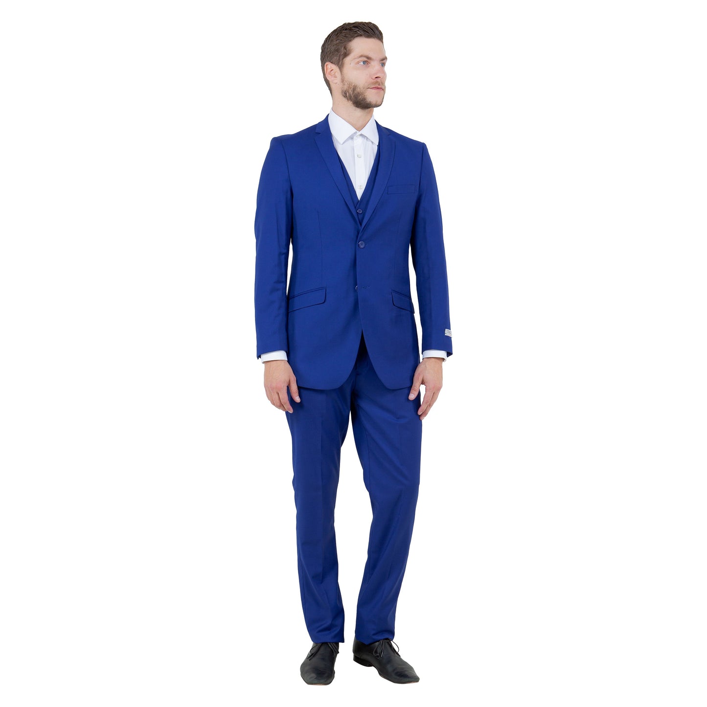 Tazzio Men's Slim-Fit 3pc Suit Set w/ Notch Lapel, Royal Blue