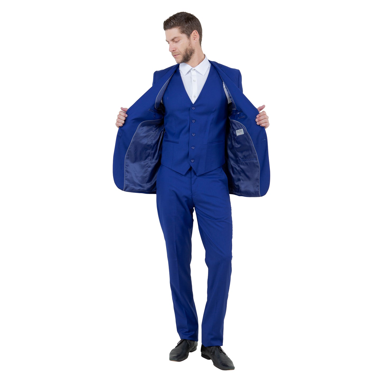 Tazzio Men's Slim-Fit 3pc Suit Set w/ Notch Lapel, Royal Blue
