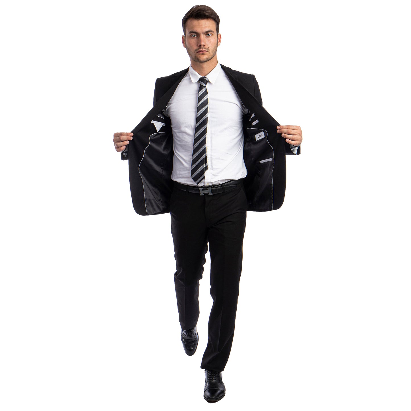 Tazzio 2-Piece Solid Suit Set w/ Notch Lapel, Black