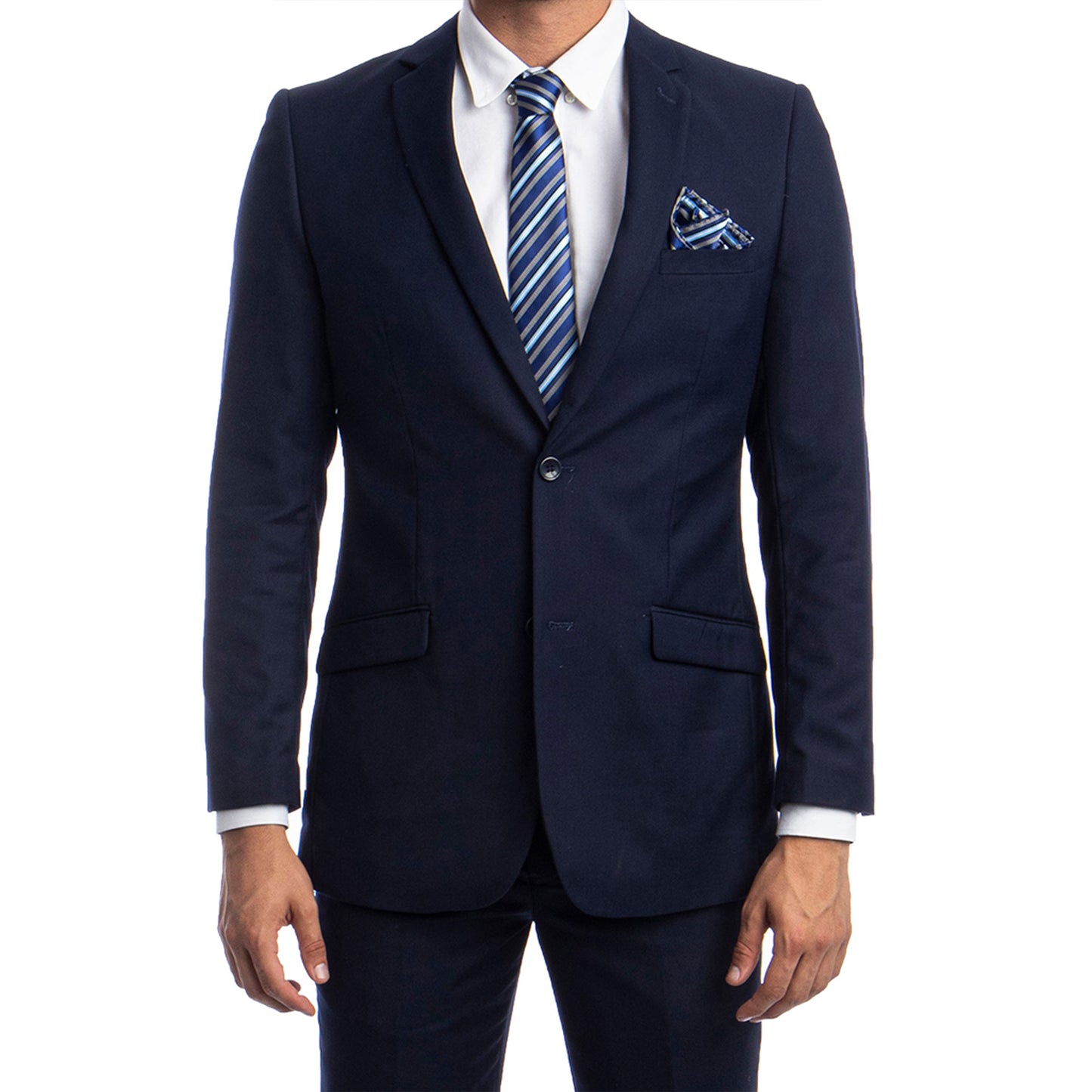 Tazzio 2-Piece Solid Suit Set w/ Notch Lapel, Navy Blue