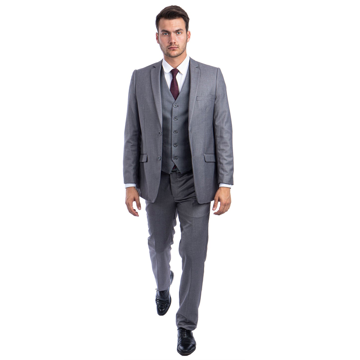 Tazzio 2-Piece Solid Suit Set w/ Notch Lapel, Mid Grey