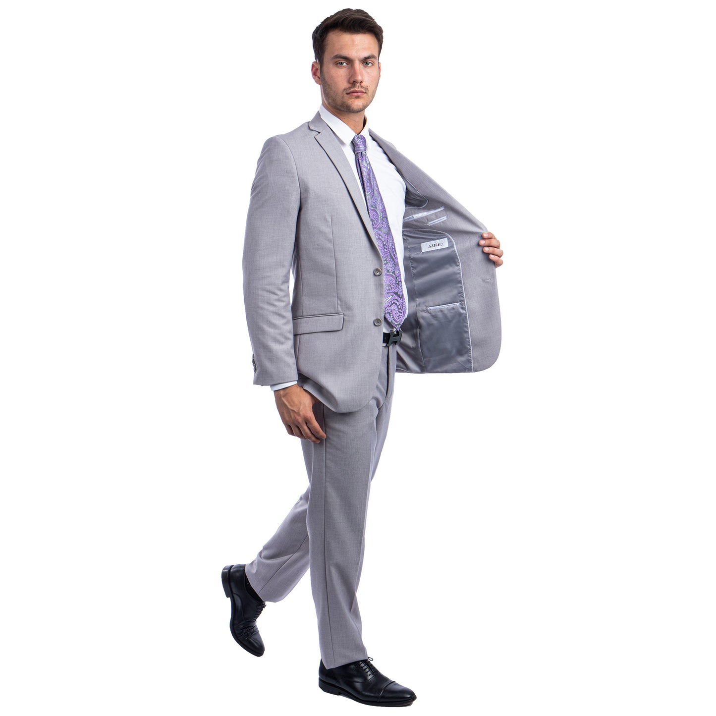 Tazzio 2-Piece Solid Suit Set w/ Notch Lapel, Light Grey
