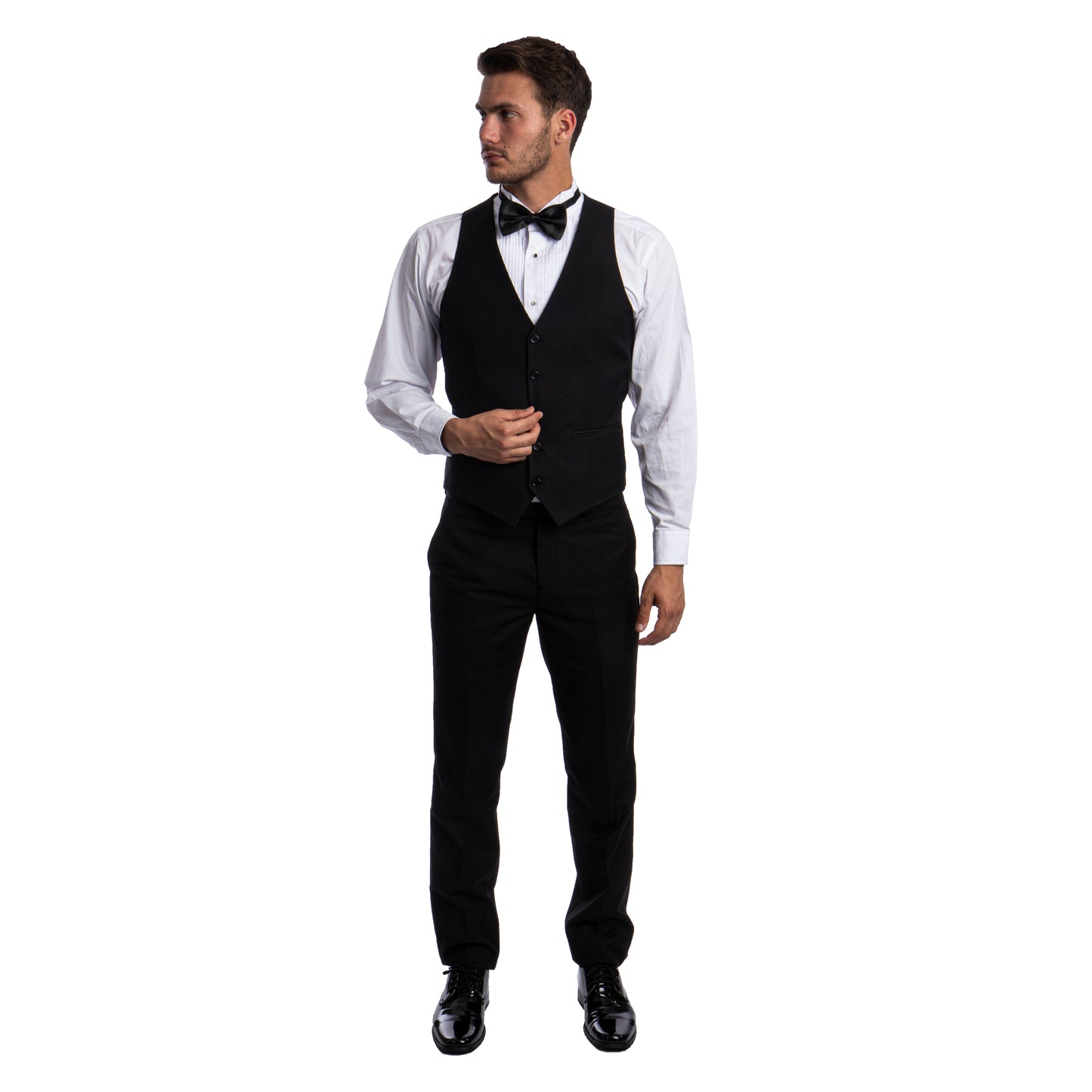 Tazzio Men's Hybrid-Fit 3pc Paisley Suit w/ Wide Black Shawl Collar, White