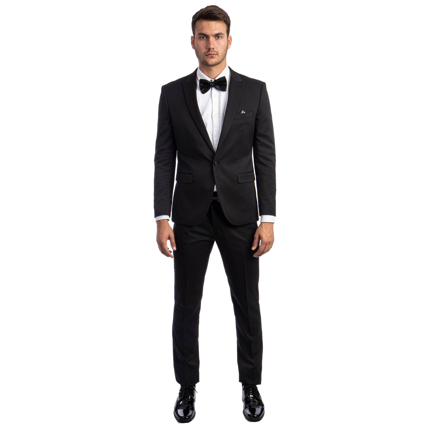 Men's Skinny-Fit 2pc Suit w/ Peak Lapel, Black