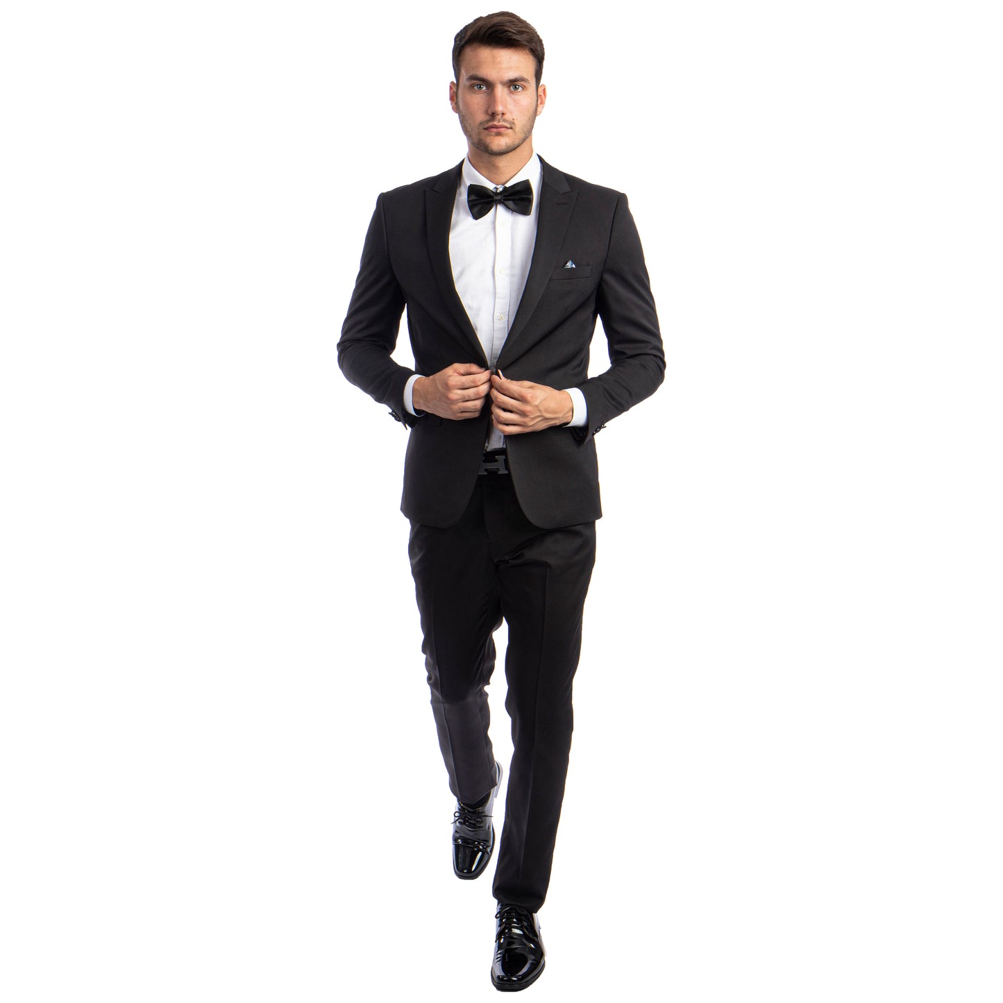 Men's Skinny-Fit 2pc Suit w/ Peak Lapel, Black