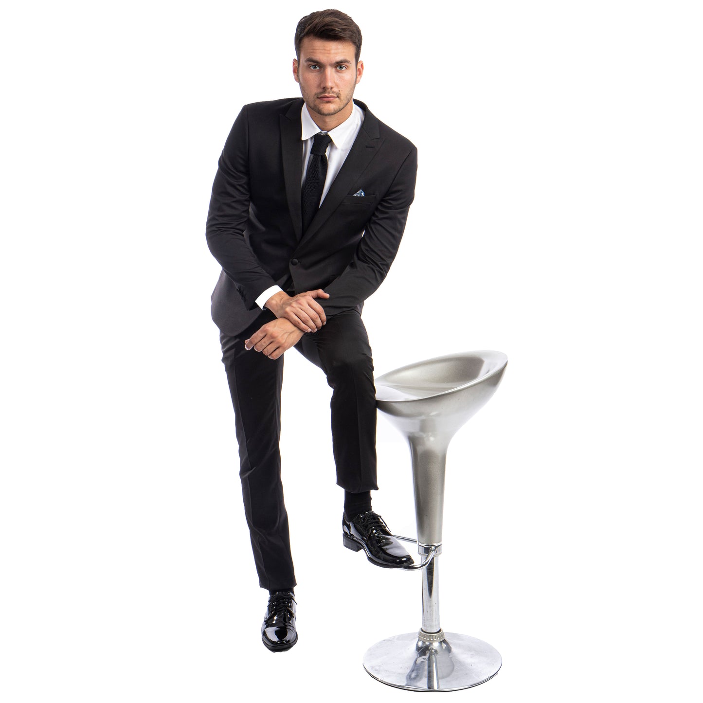 Men's Skinny-Fit 2pc Suit w/ Peak Lapel, Black