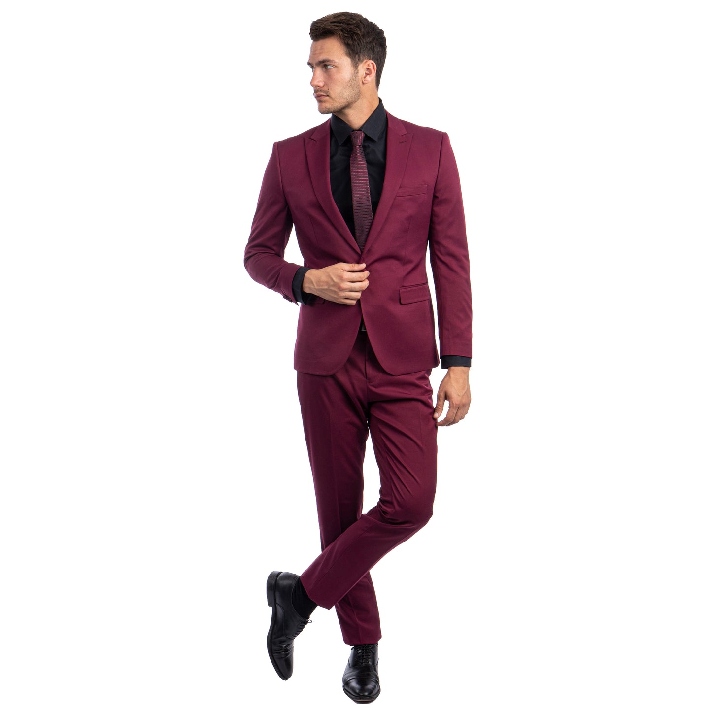Men's Skinny-Fit 2pc Suit w/ Peak Lapel, Burgundy