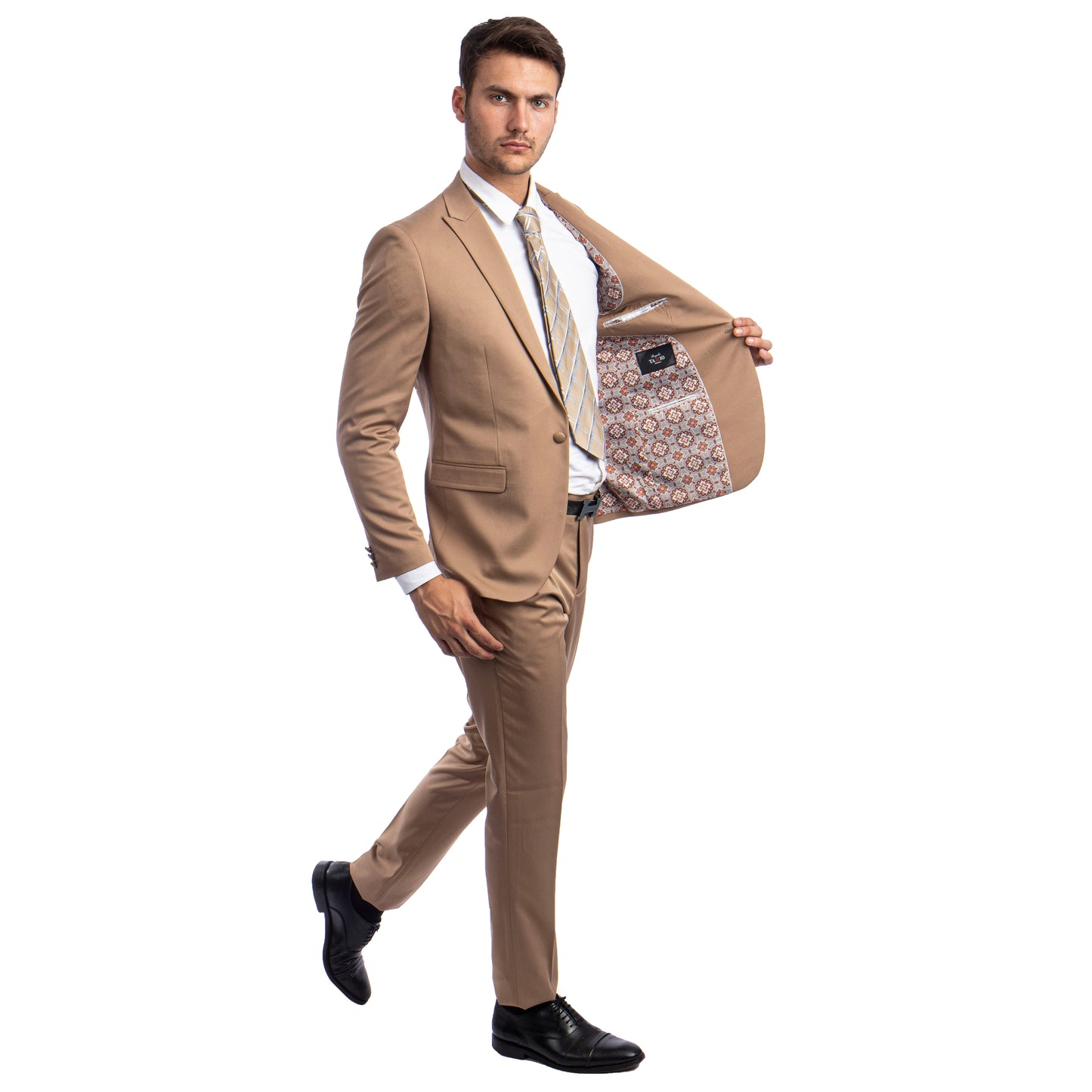 Men's Skinny-Fit 2pc Suit w/ Peak Lapel, Dark Taupe