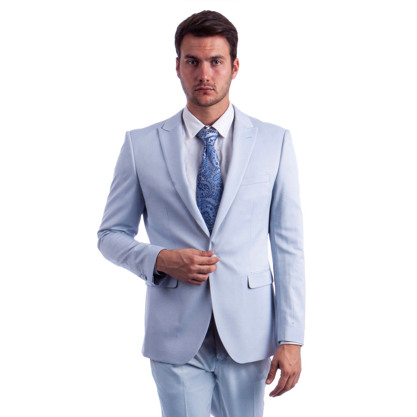 Men's Skinny-Fit 2pc Suit w/ Peak Lapel, Light Blue