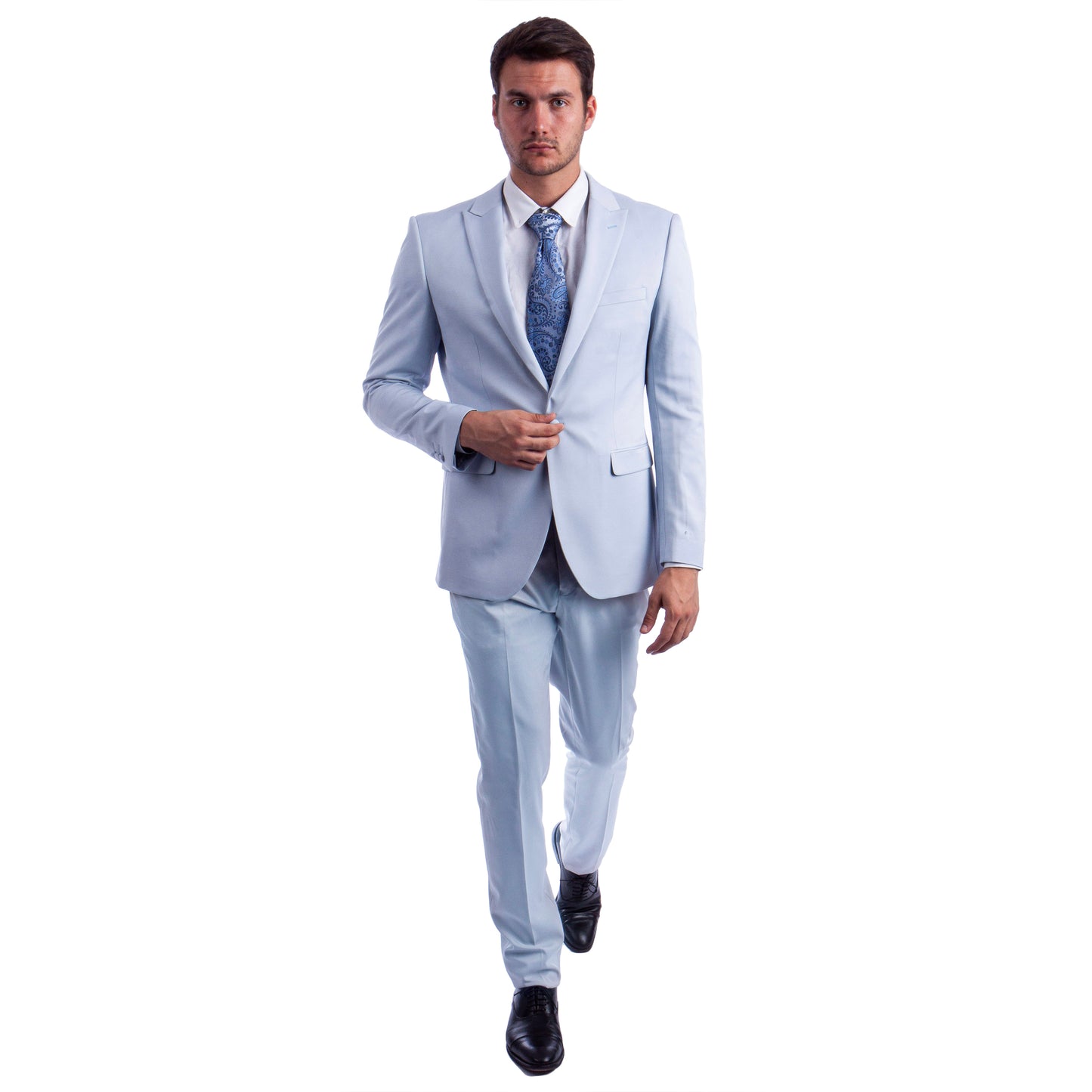 Men's Skinny-Fit 2pc Suit w/ Peak Lapel, Light Blue