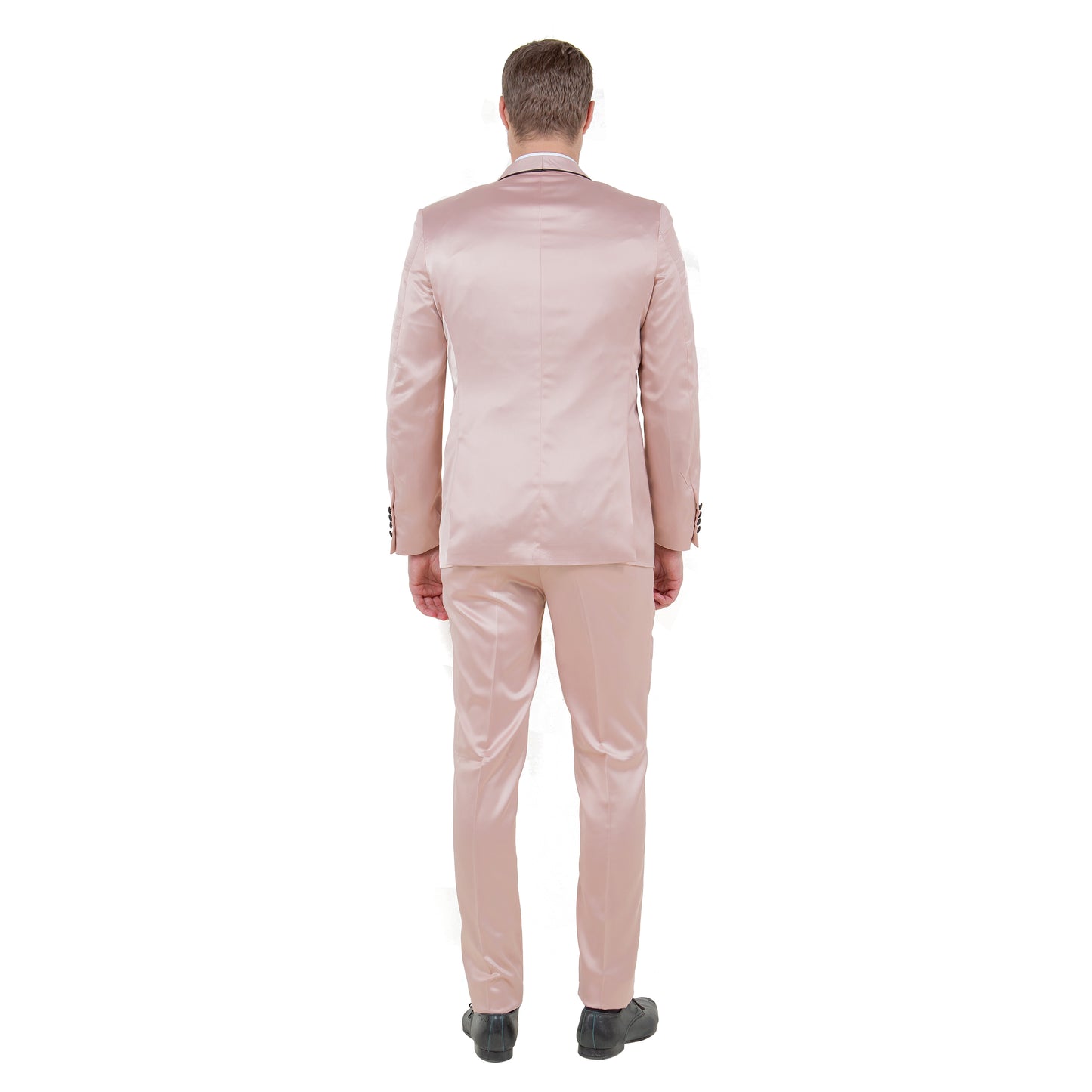 Mens 3pc Solid Satin Suit Set w/ Free Bowtie, Rose