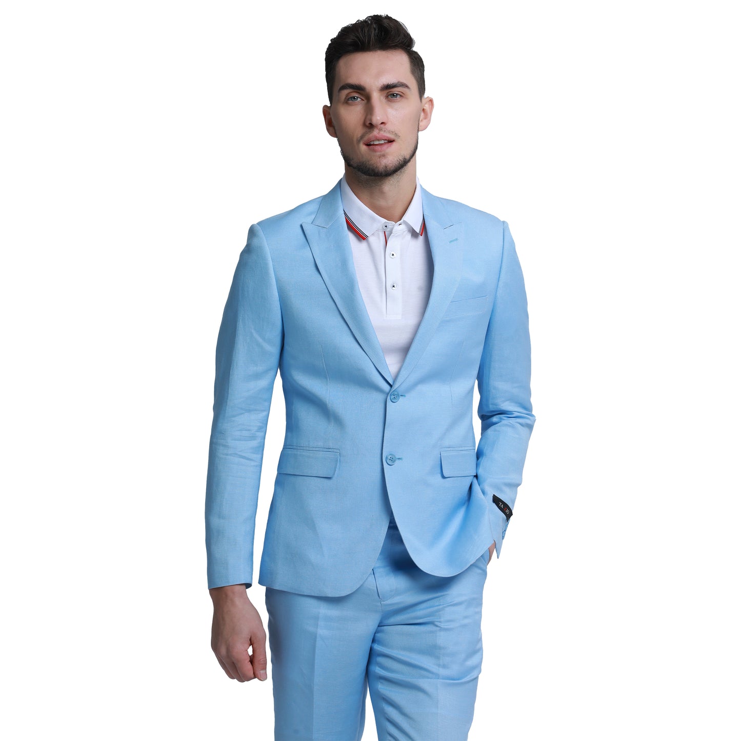 Tazzio Men's Skinny Fit 2pc Linen Suit, Light Blue