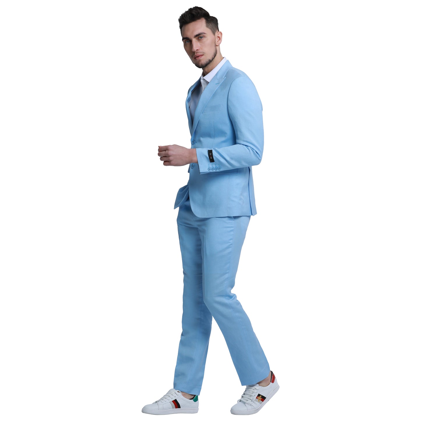 Tazzio Men's Skinny Fit 2pc Linen Suit, Light Blue