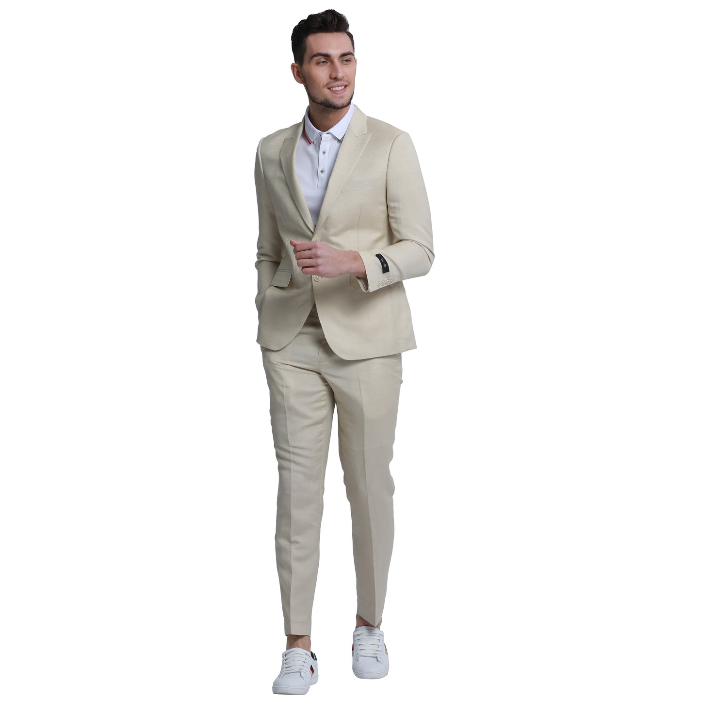 Tazzio Men's Skinny Fit 2pc Linen Suit, Tan