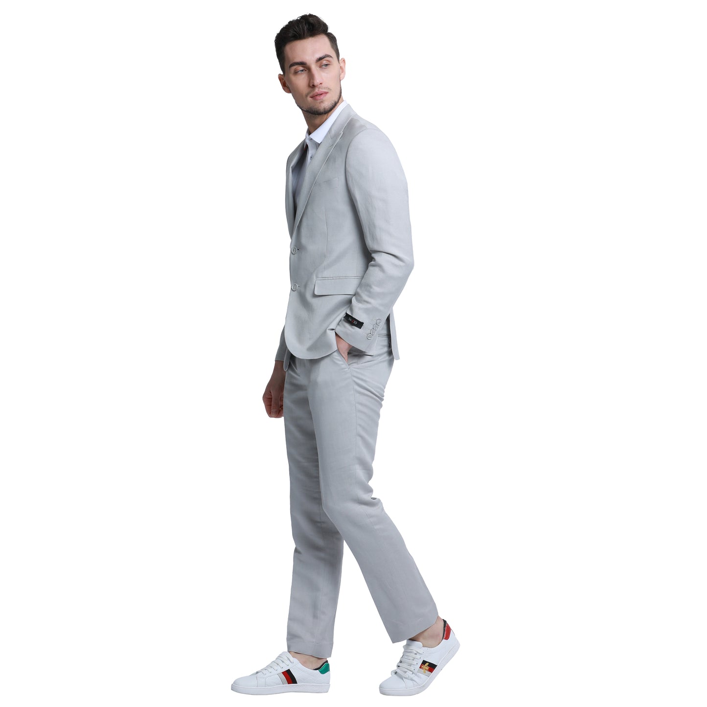 Tazzio Men's Skinny Fit 2pc Linen Suit, Light Grey