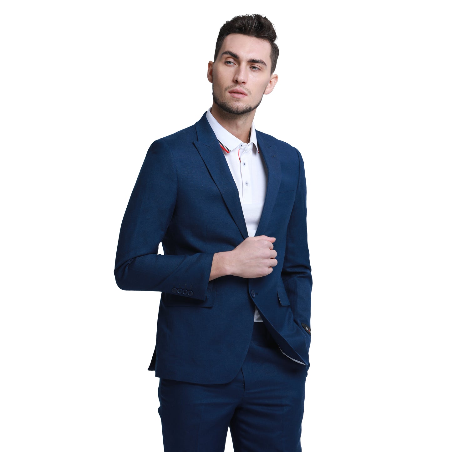 Tazzio Men's Skinny Fit 2pc Linen Suit, Navy