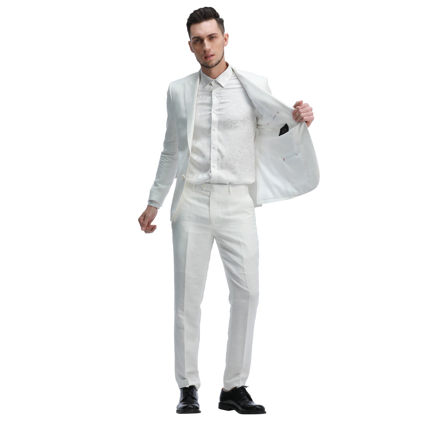 Tazzio Men's Skinny Fit 2pc Linen Suit, White