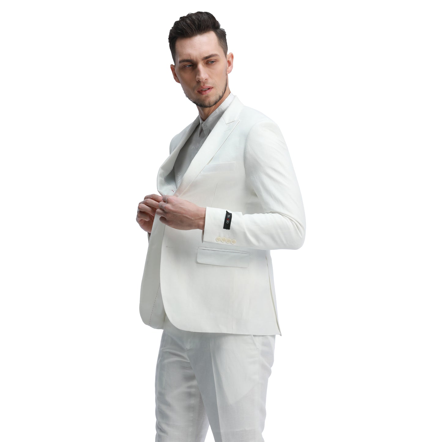 Tazzio Men's Skinny Fit 2pc Linen Suit, White