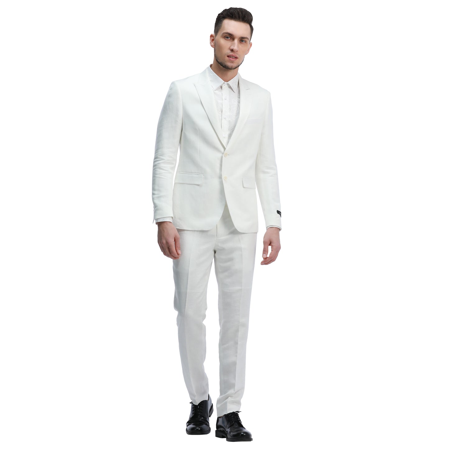 Tazzio Men's Skinny Fit 2pc Linen Suit, White