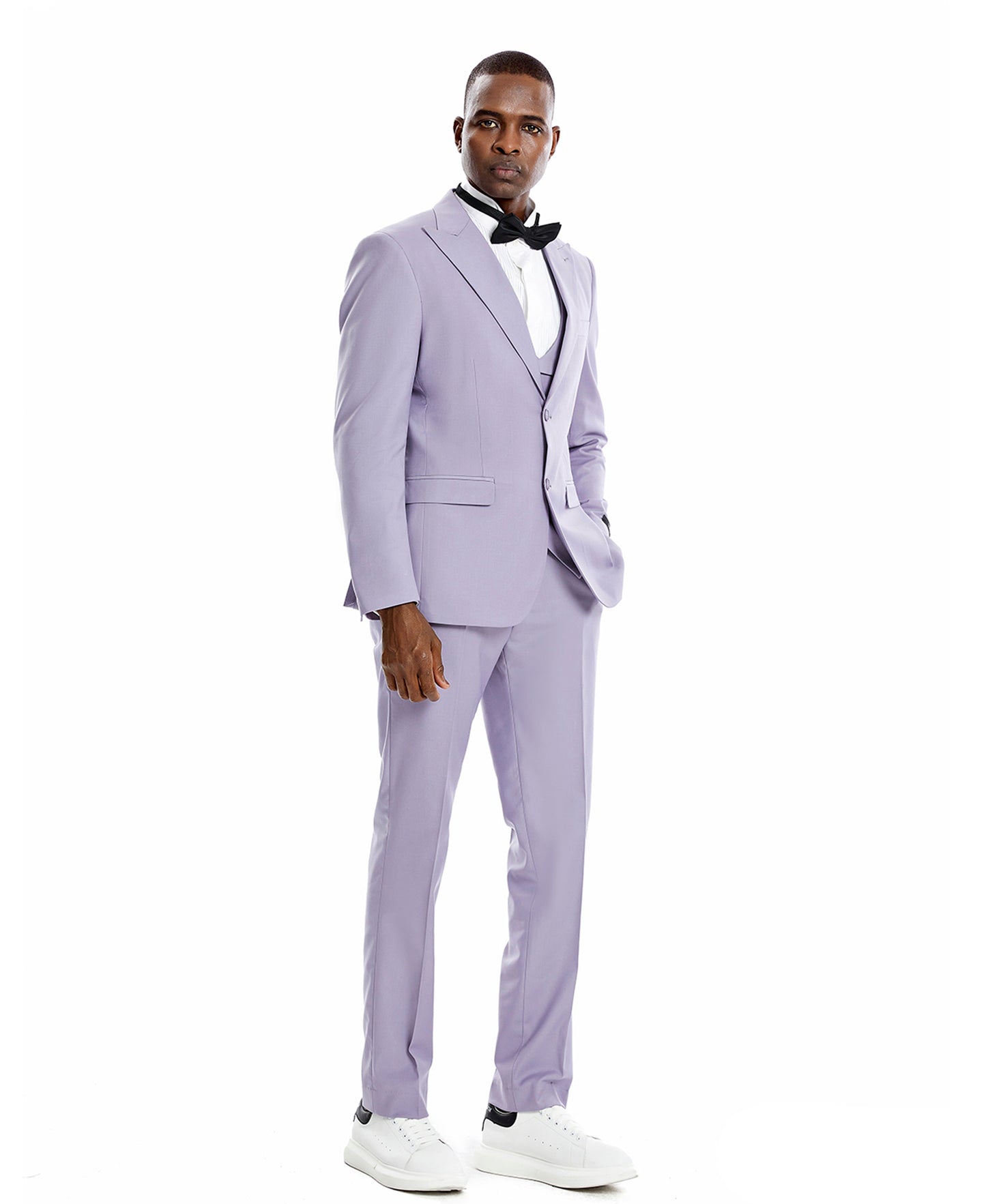 Tazzio Peak Lapel Skinny Suit, Lavender