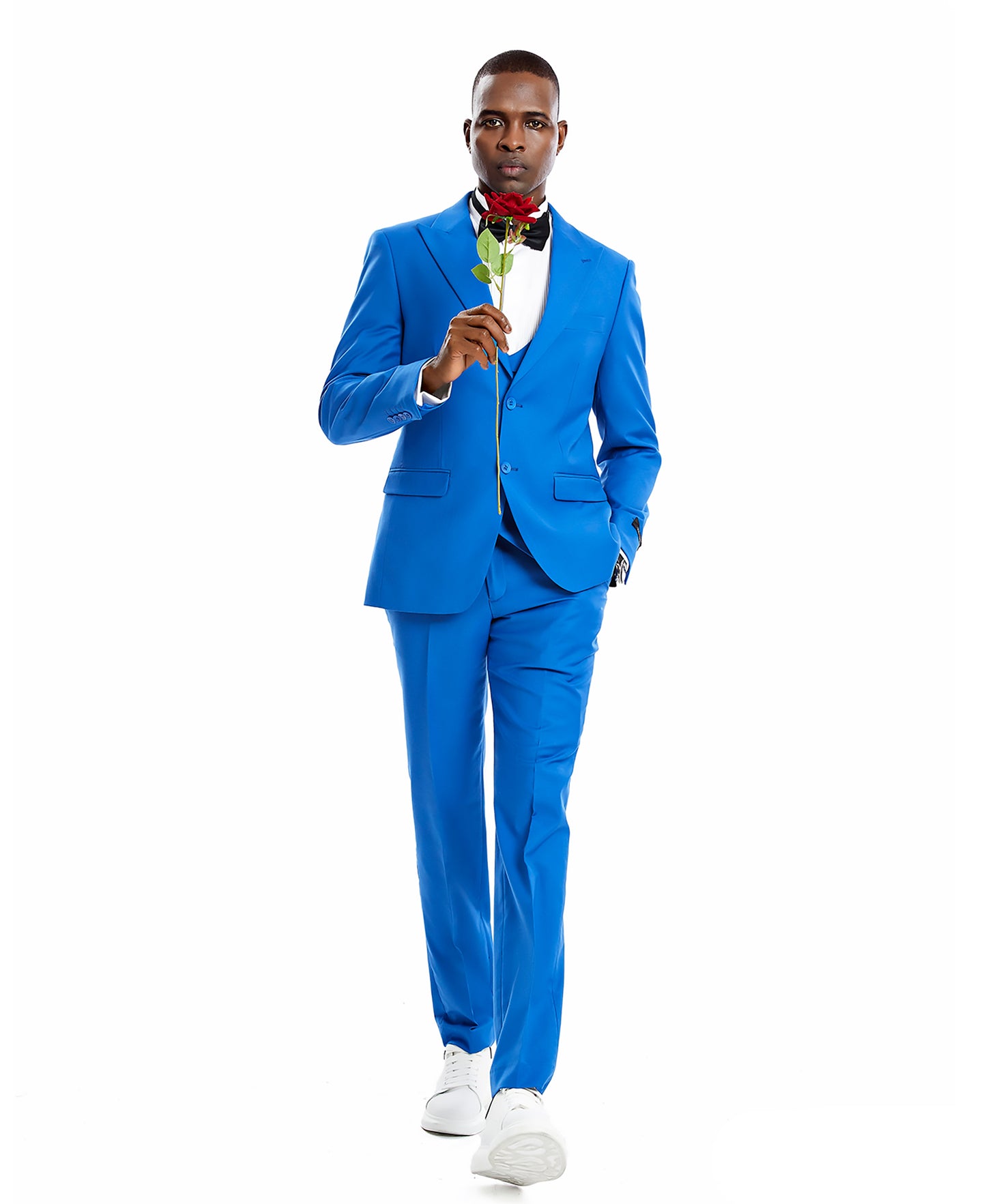 Tazzio Peak Lapel Skinny Suit, Royal Blue