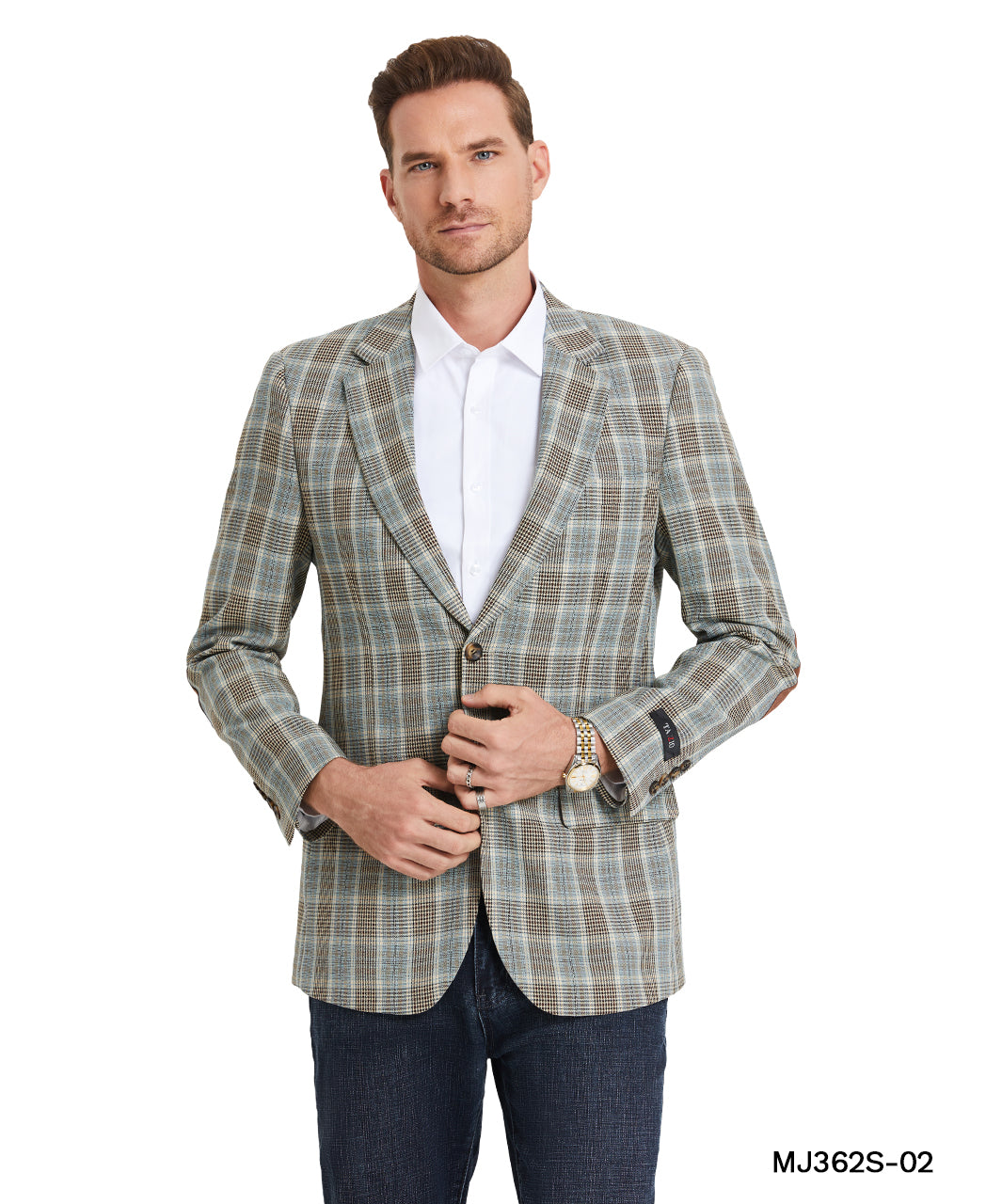 Men's Glen Plaid Slim-Fit Blazer w/ Notch Lapel