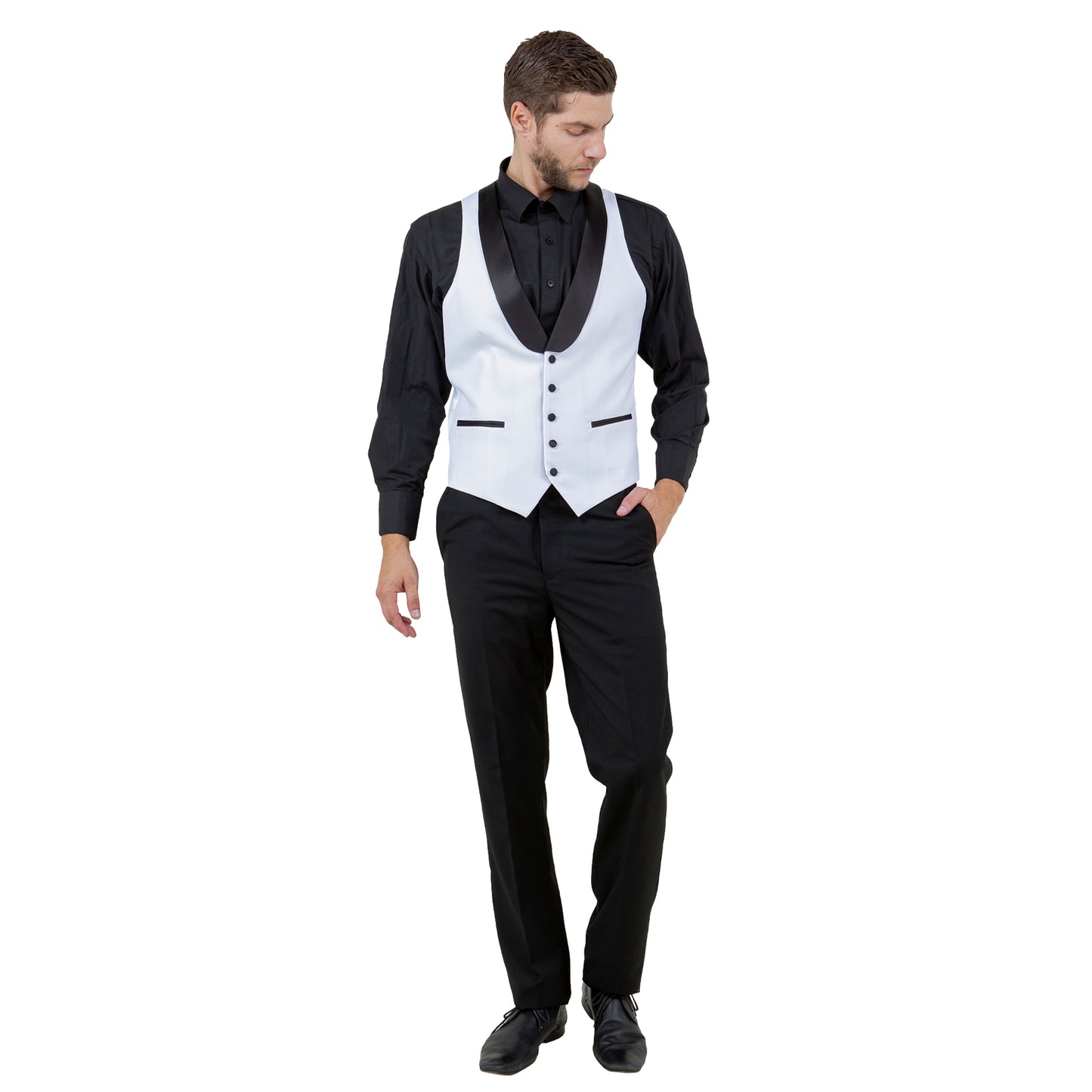 Men's 3pc Tuxedo w/ Satin Shawl Collar & Expandable Clip Pants