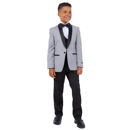 Perry Ellis Boy's 5pc Tuxedo Set, Light Grey