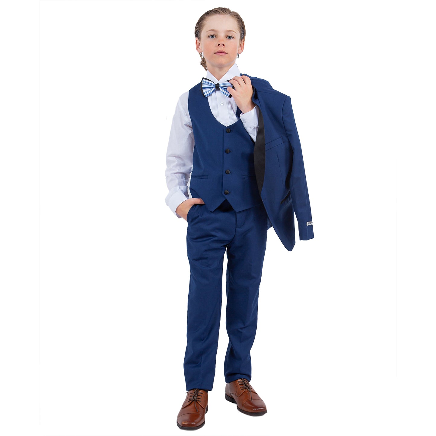 Stacy Adams Boy's 5pc Tuxedo Set, Indigo