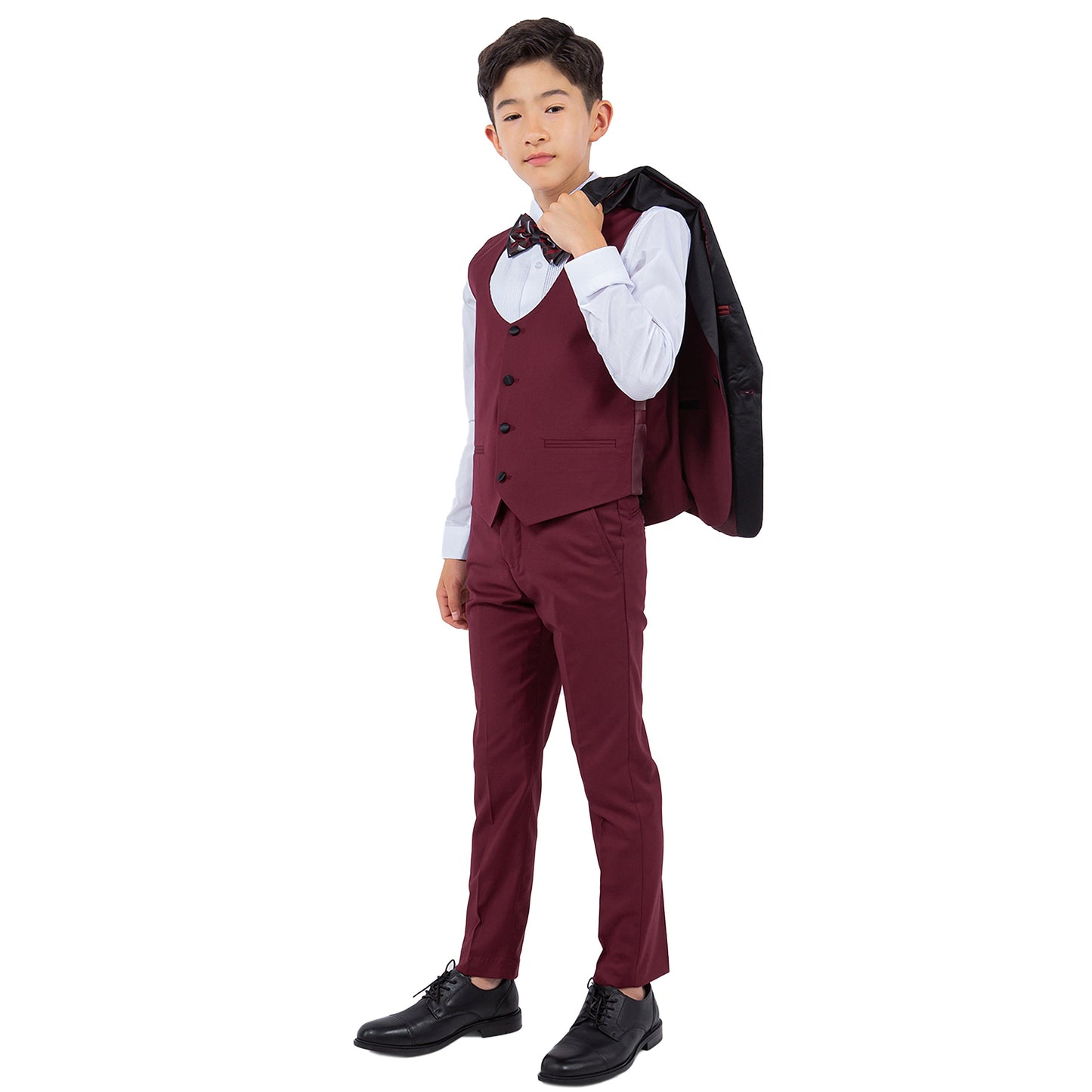 Stacy Adams Boy's 5pc Tuxedo Set, Burgundy