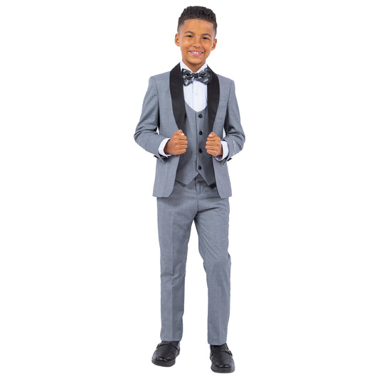 Stacy Adams Boy's 5pc Tuxedo Set, Medium Grey