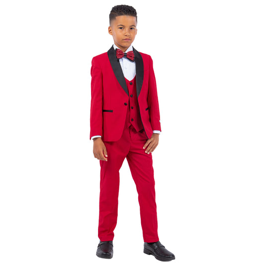 Stacy Adams Boy's 5pc Tuxedo Set, Red