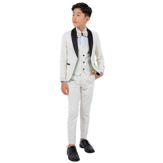 Stacy Adams Boy's 5pc Tuxedo Set, Ivory
