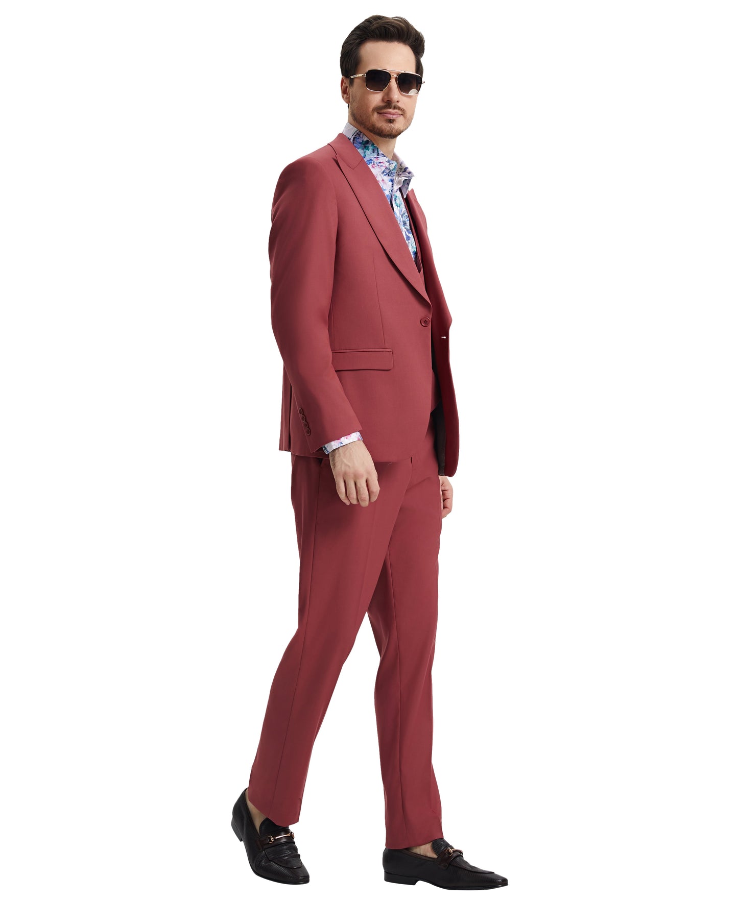 Stacy Adams Men's Hybrid-Fit 3pc Coral Suit Set, Jacket Vest and Pants