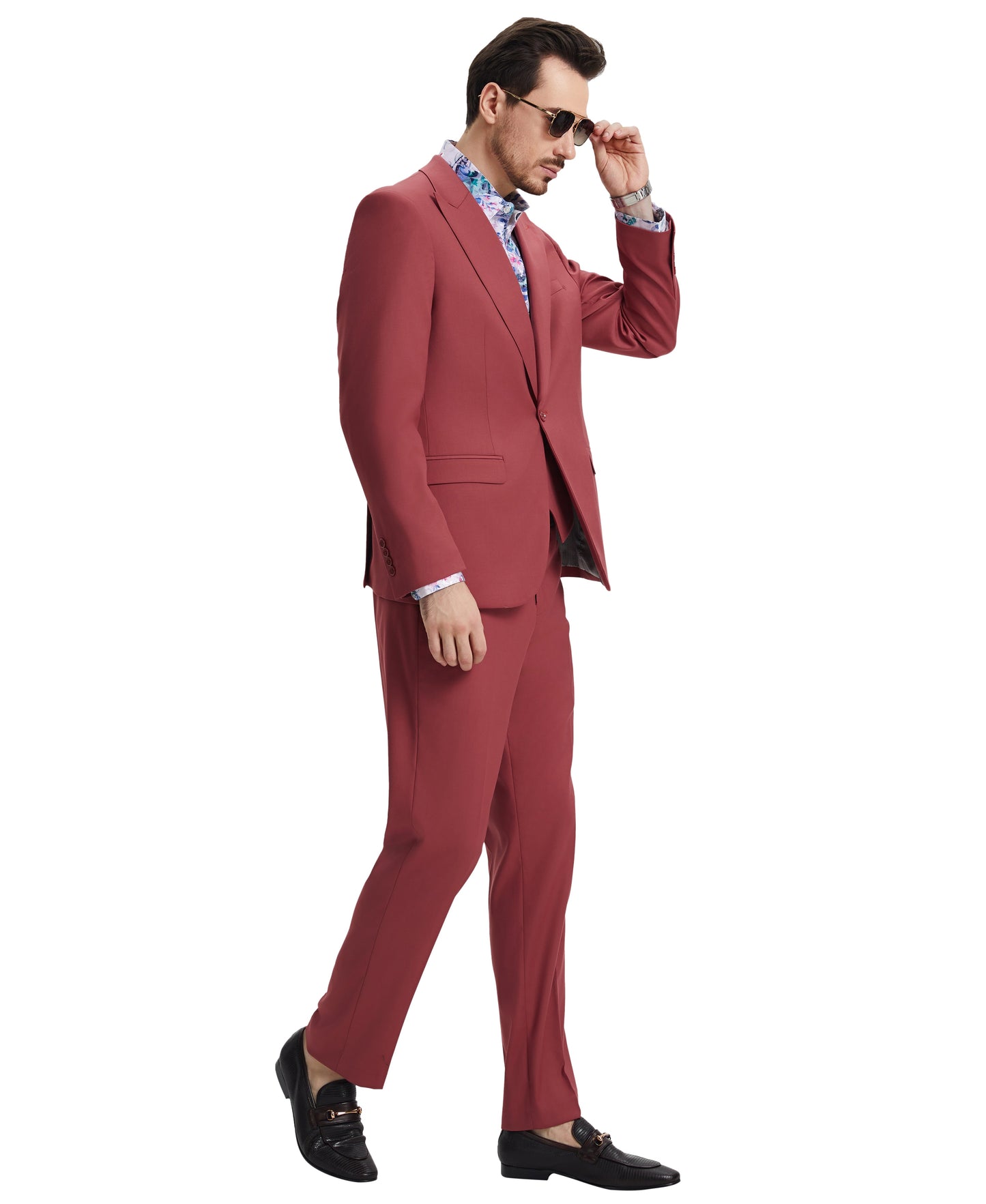 Stacy Adams Men's Hybrid-Fit 3pc Coral Suit Set, Jacket Vest and Pants