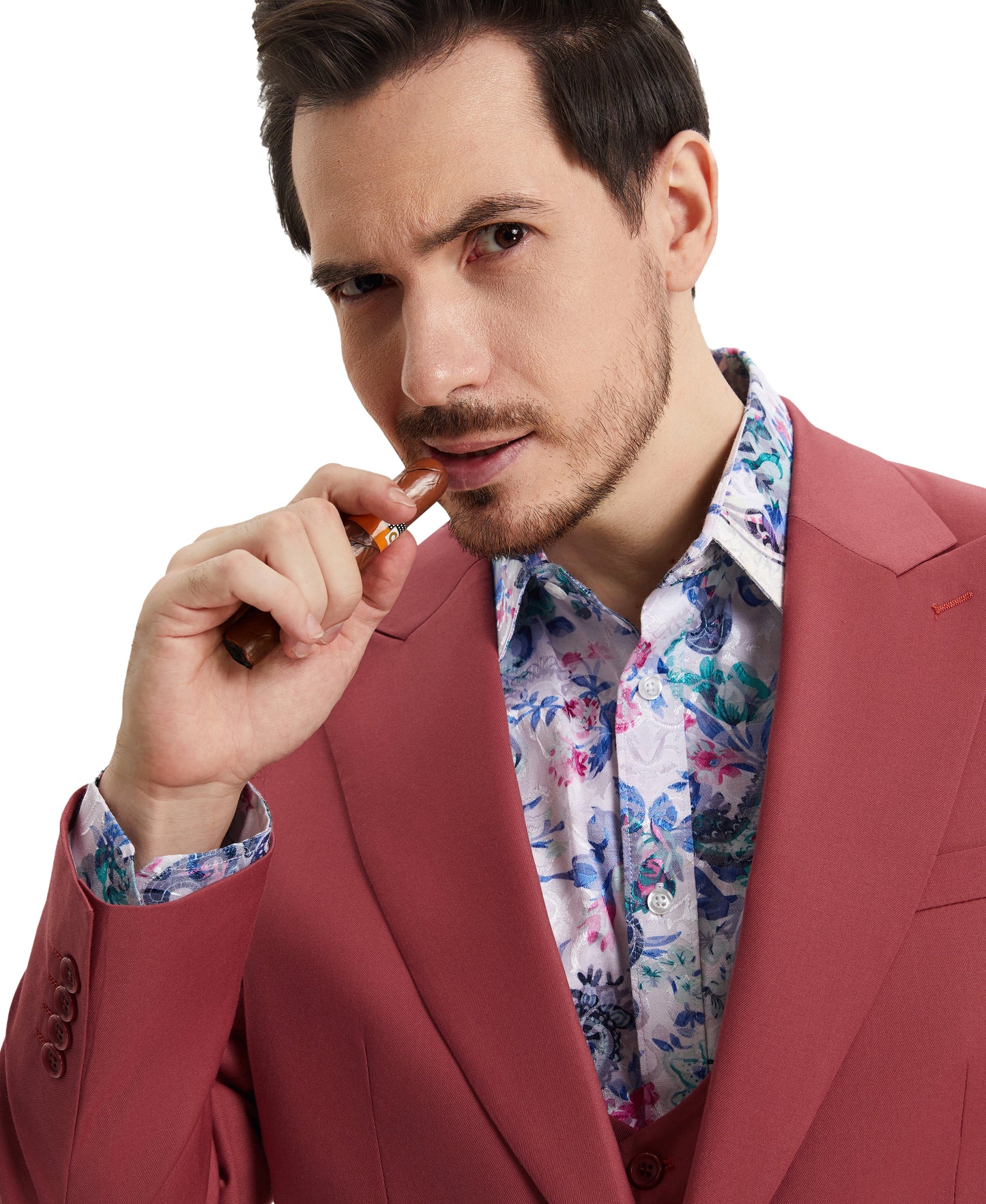 Stacy Adams Men's Hybrid-Fit 3pc Coral Suit Set, Jacket Vest and Pants