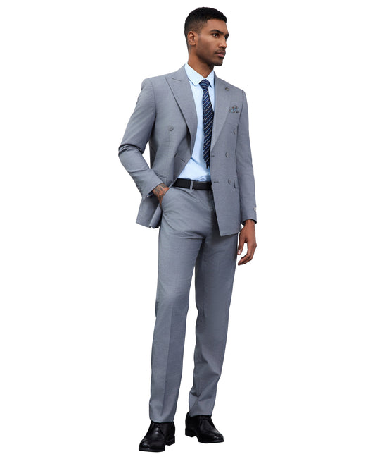 Stacy Adams Double Breasted 2-Piece Suit, Medium Grey