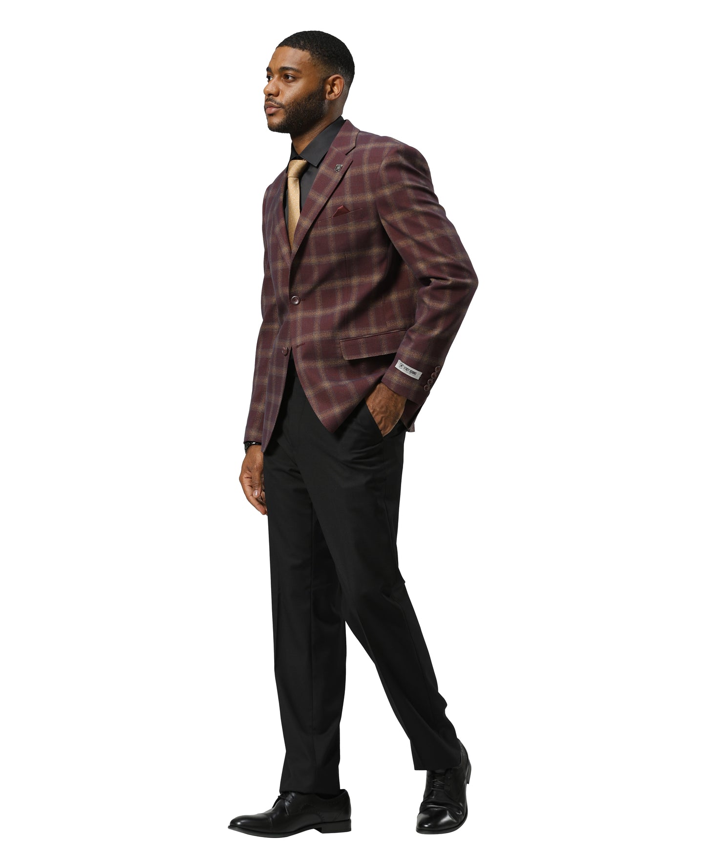 Stacy Adams Plaid Jacket Only, Burgundy
