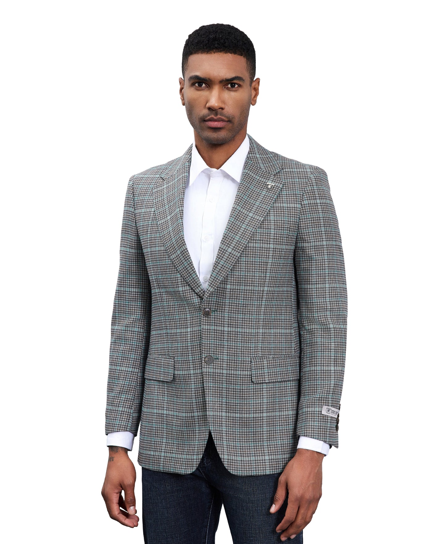 Stacy Adams Windowpane Textured Sport Jacket Only, Grey