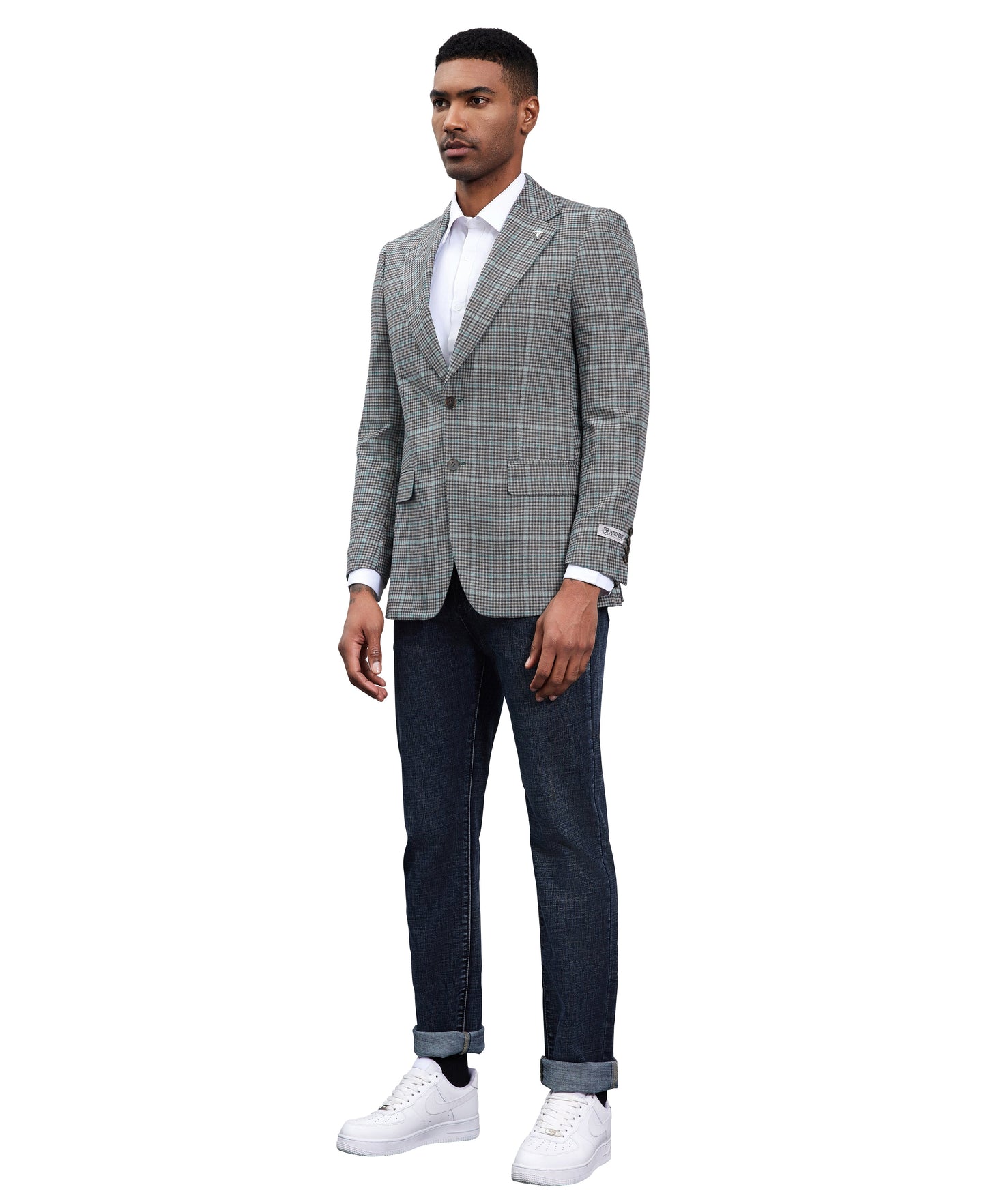 Stacy Adams Windowpane Textured Sport Jacket Only, Grey