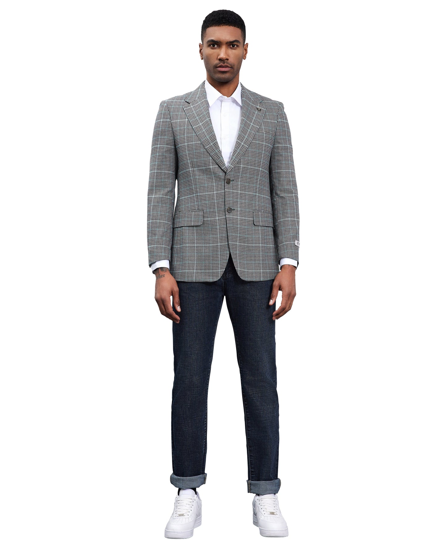 Stacy Adams Windowpane Textured Sport Jacket Only, Grey