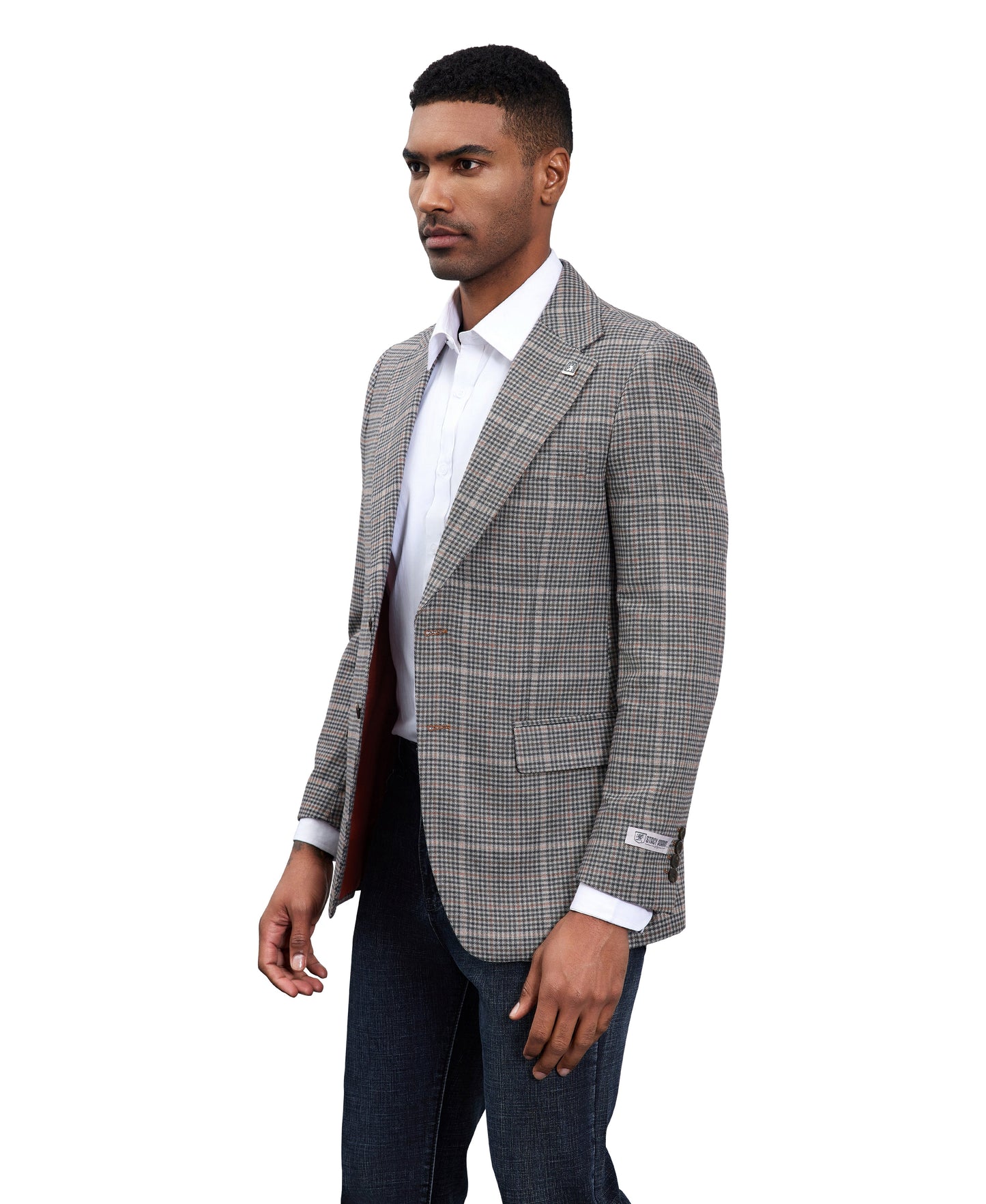 Stacy Adams Windowpane Textured Sport Jacket Only, Dark Grey