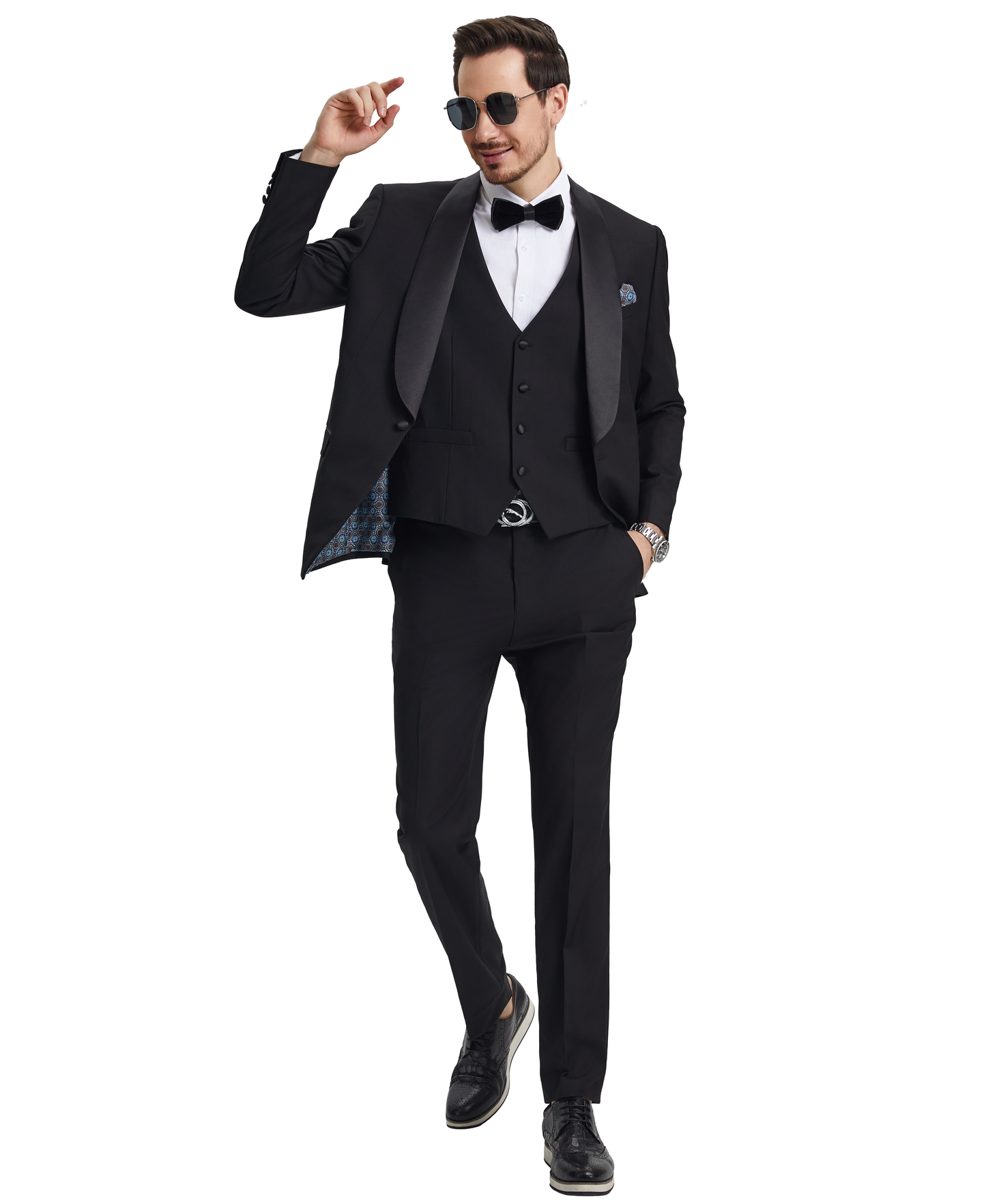 Stacy Adams Men's Hybrid-Fit 3pc Tuxedo Set, Black