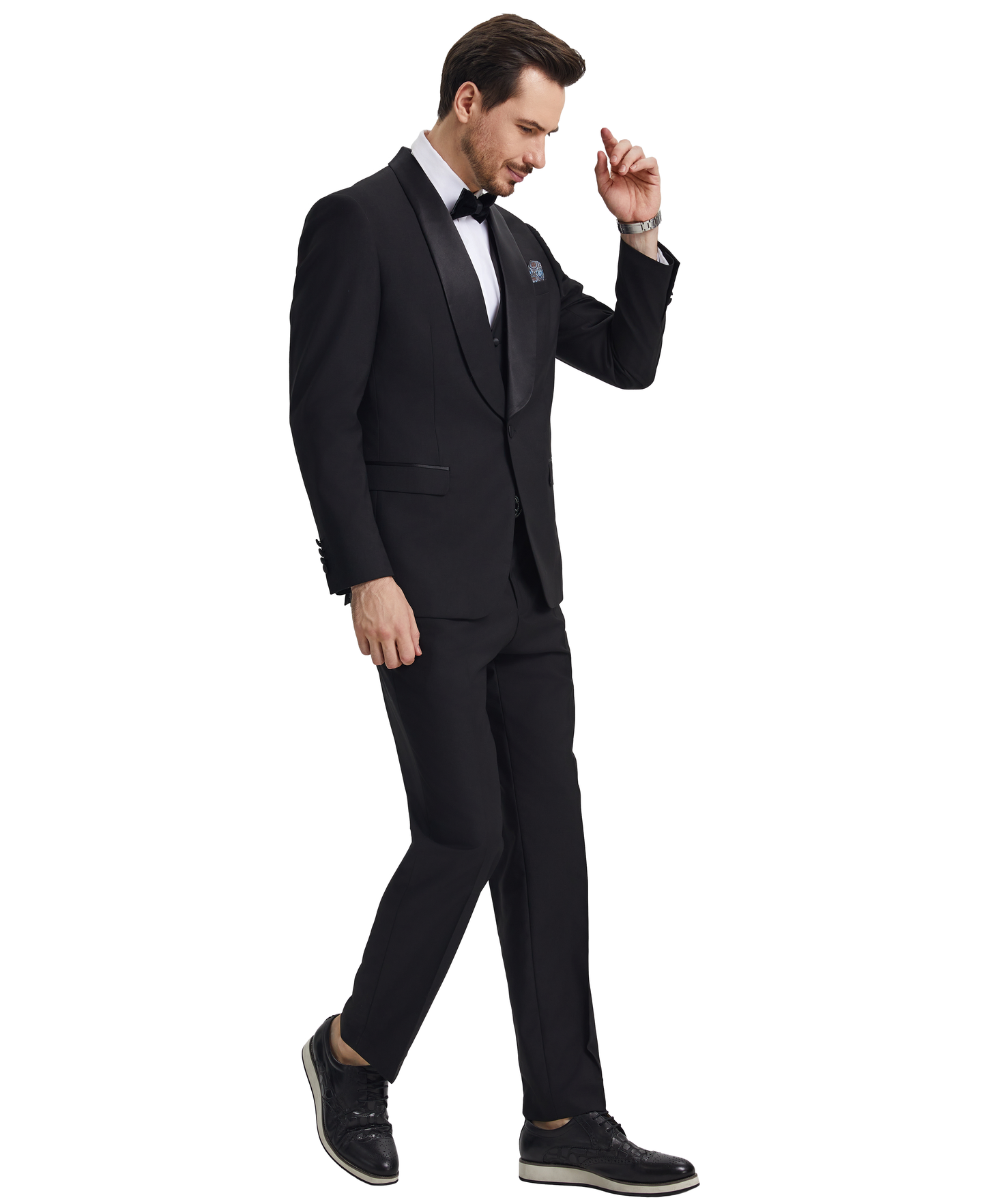 Stacy Adams Men's Hybrid-Fit 3pc Tuxedo Set, Black