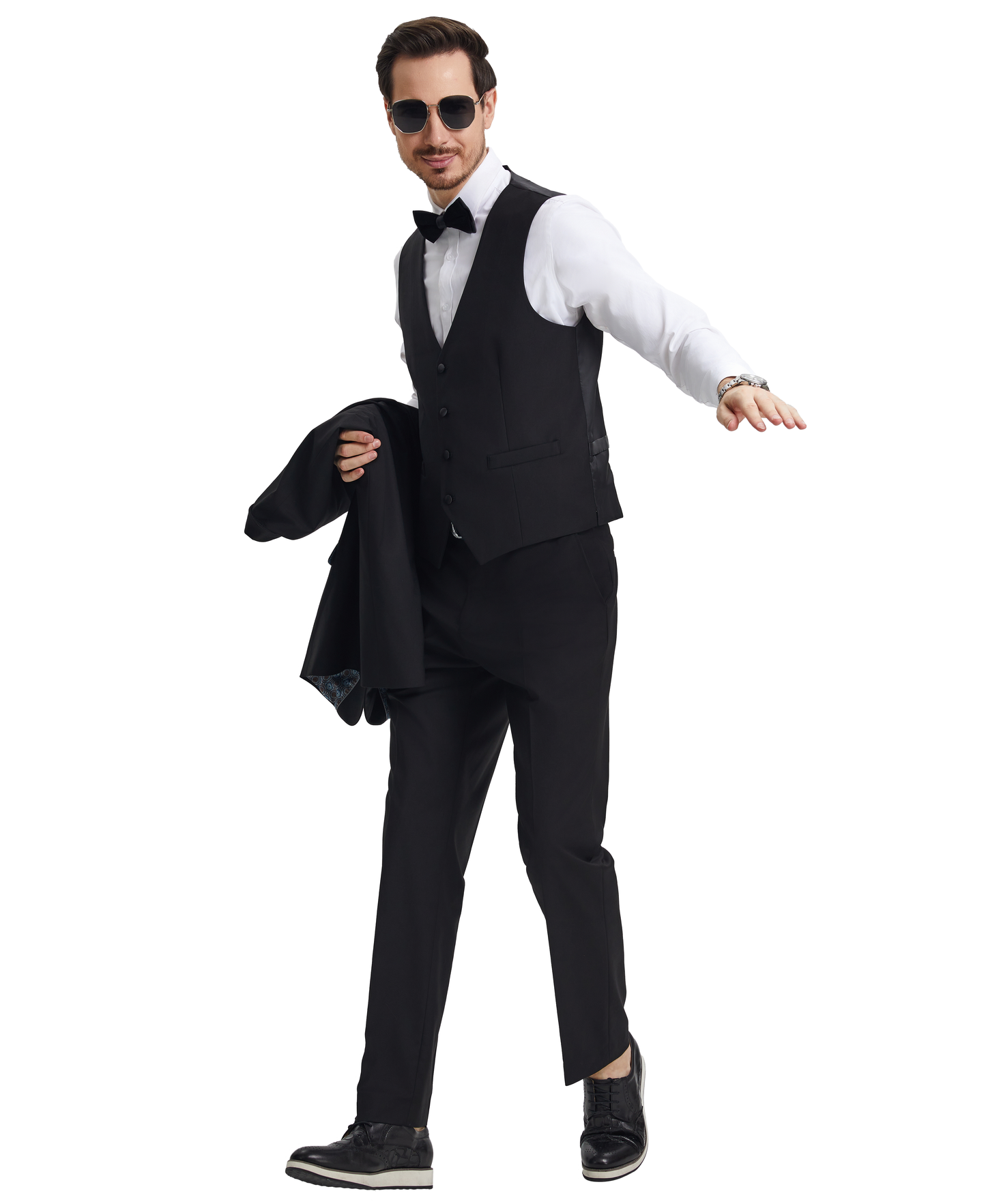 Stacy Adams Men's Hybrid-Fit 3pc Tuxedo Set, Black